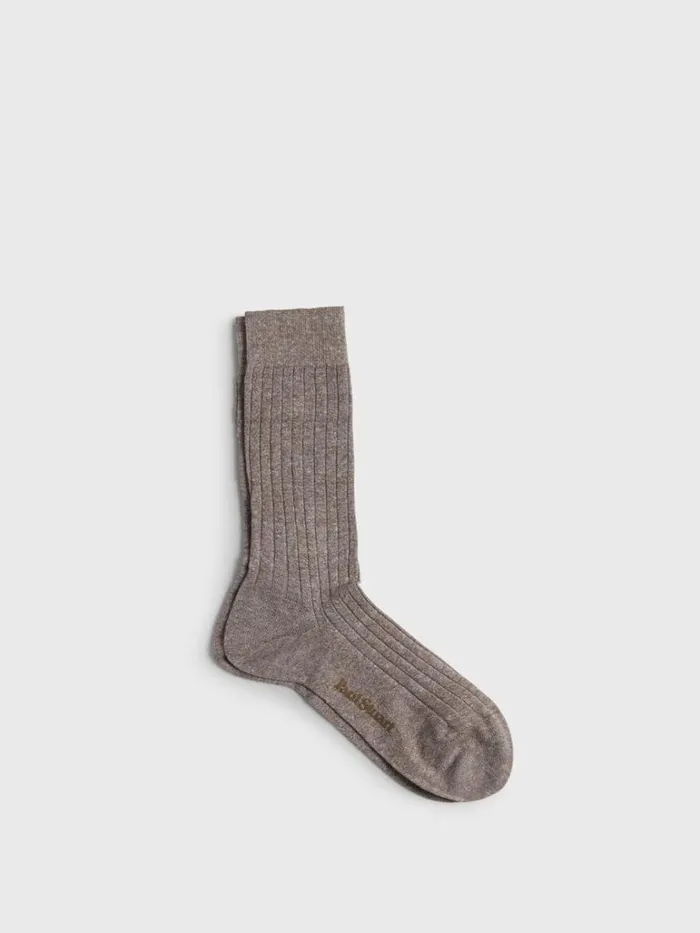 Socks Mens Paul Stuart Linen and Cotton Blend Melange Ribbed Sock Denim
