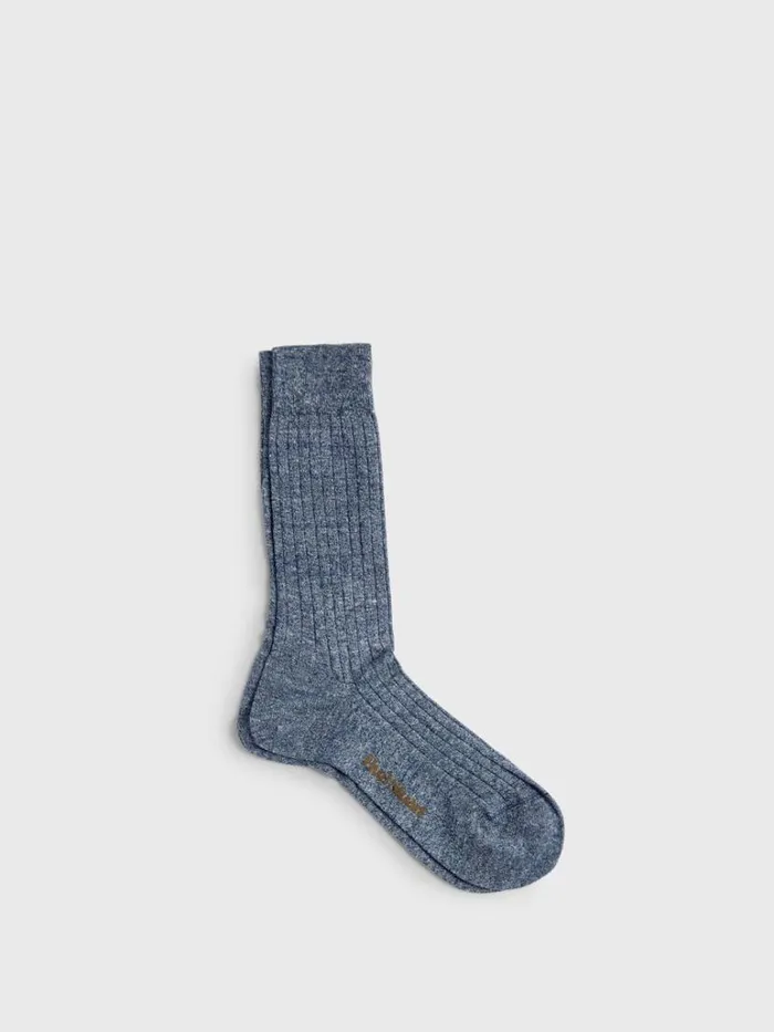 Socks Mens Paul Stuart Linen and Cotton Blend Melange Ribbed Sock Denim