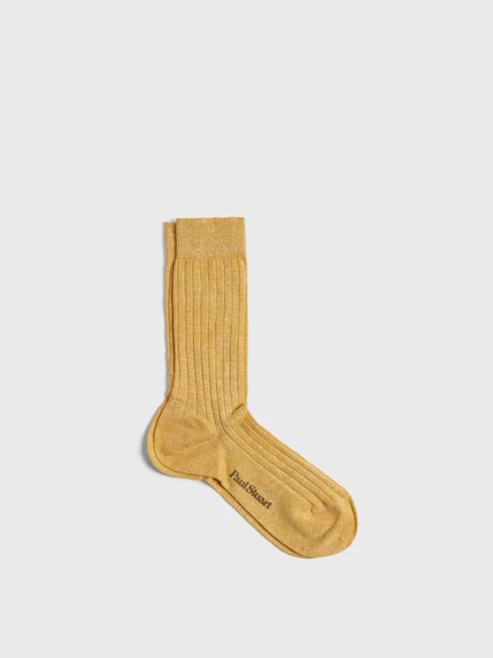 Socks Mens Paul Stuart Linen and Cotton Blend Melange Ribbed Sock Denim