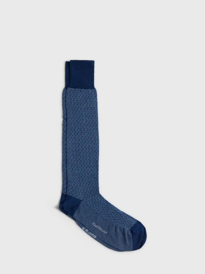 Socks Mens Paul Stuart Mercerized Cotton Parquet Pattern Sock Beige