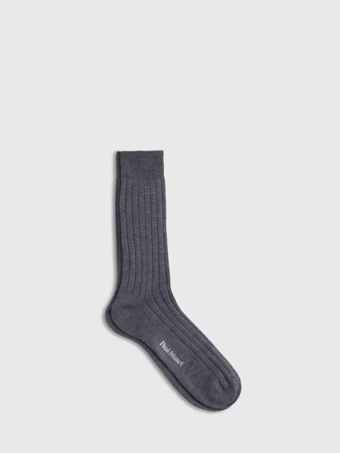 Socks Mens Paul Stuart Merino Wool Ribbed Sock Burgundy
