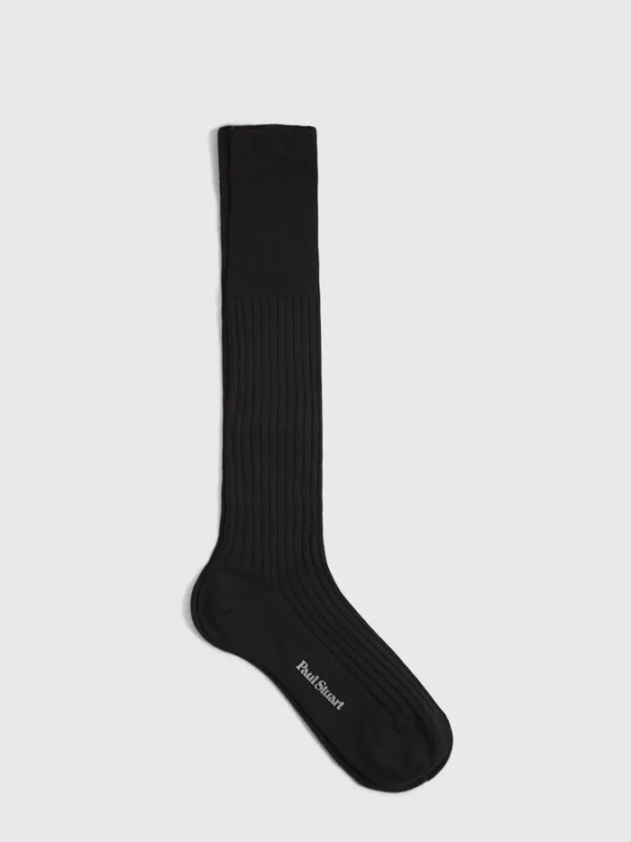 Socks Mens Paul Stuart Merino Wool Ribed Sock Black