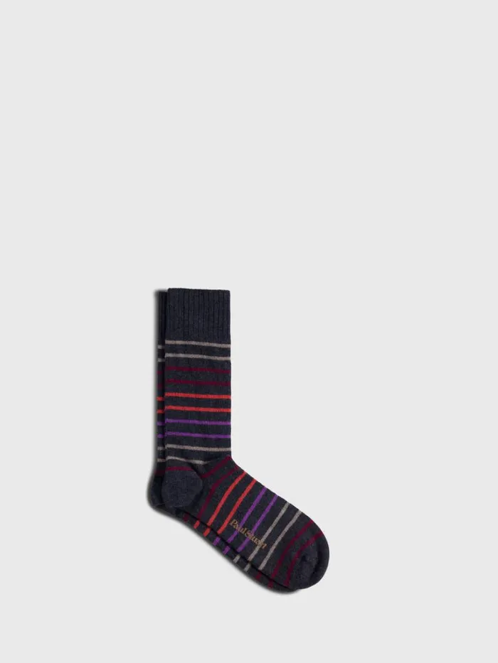 Socks Mens Paul Stuart Multicolor Stripe Sock Denim