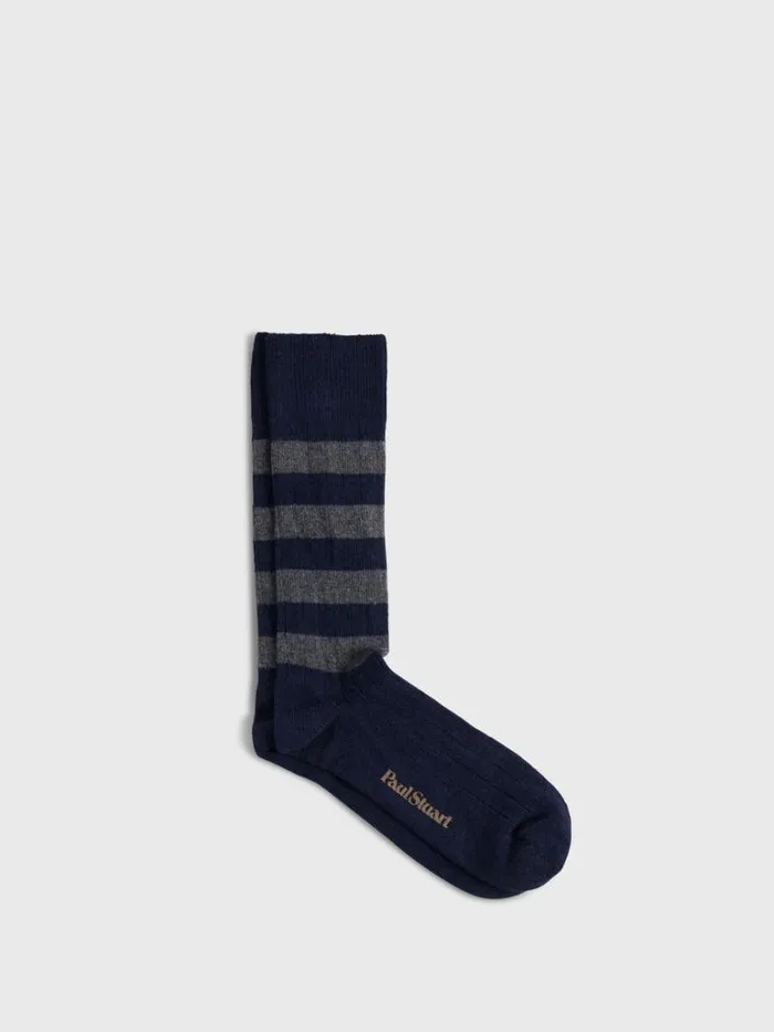 Socks Mens Paul Stuart Rugby Stripe Sock Navygrey