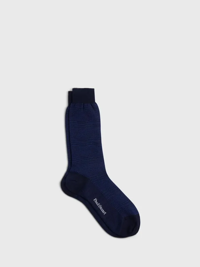 Socks Mens Paul Stuart Wool Glen Plaid Sock Black