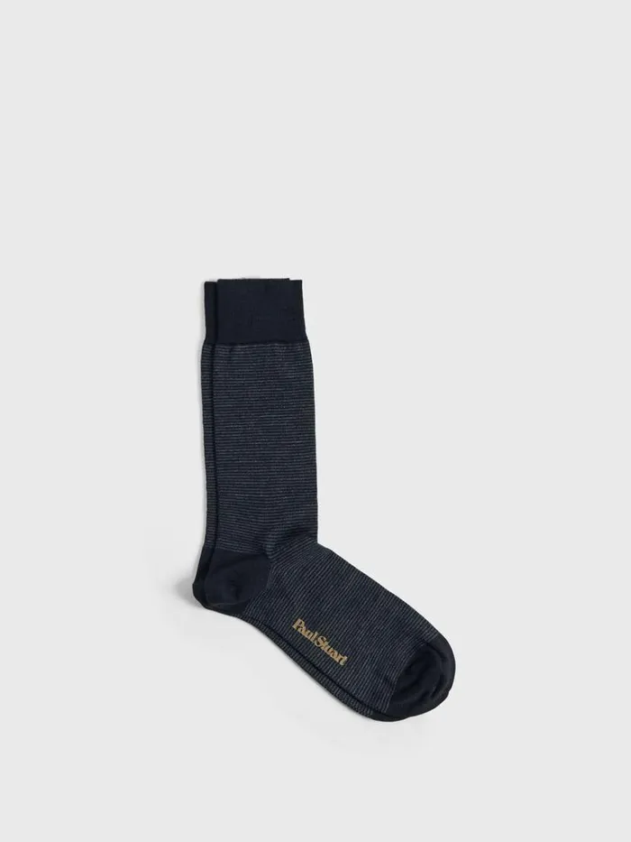 Socks Mens Paul Stuart Wool Horizontal Stripe Sock Black
