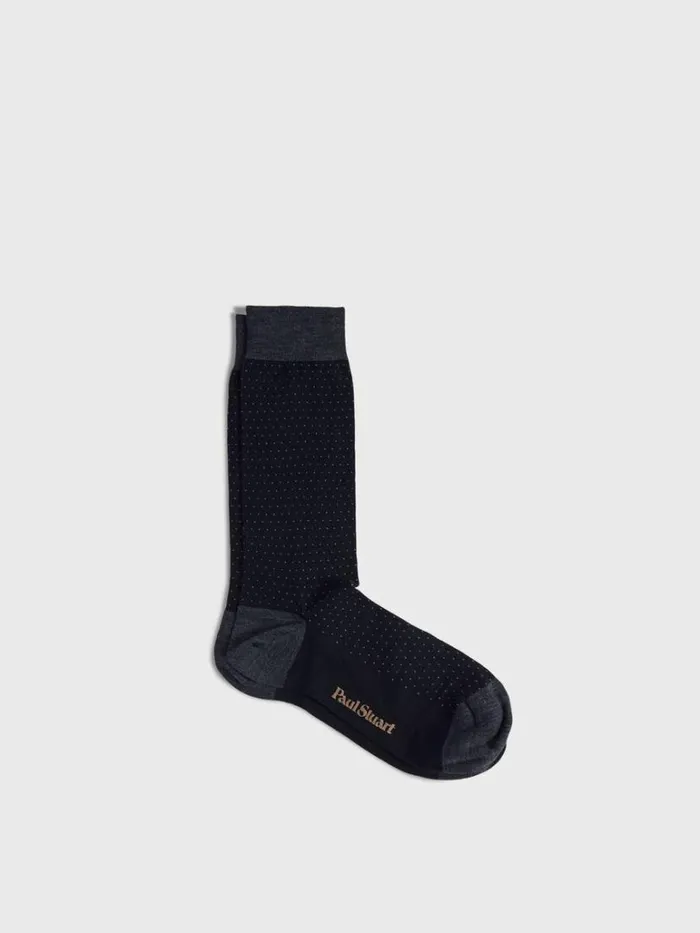 Socks Mens Paul Stuart Wool Pindot Sock Black