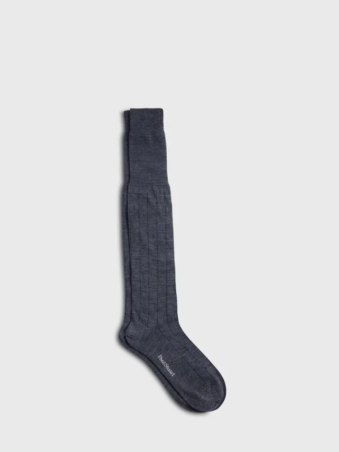 Socks Mens Paul Stuart Wool Vertical Dash Stripe Sock Black