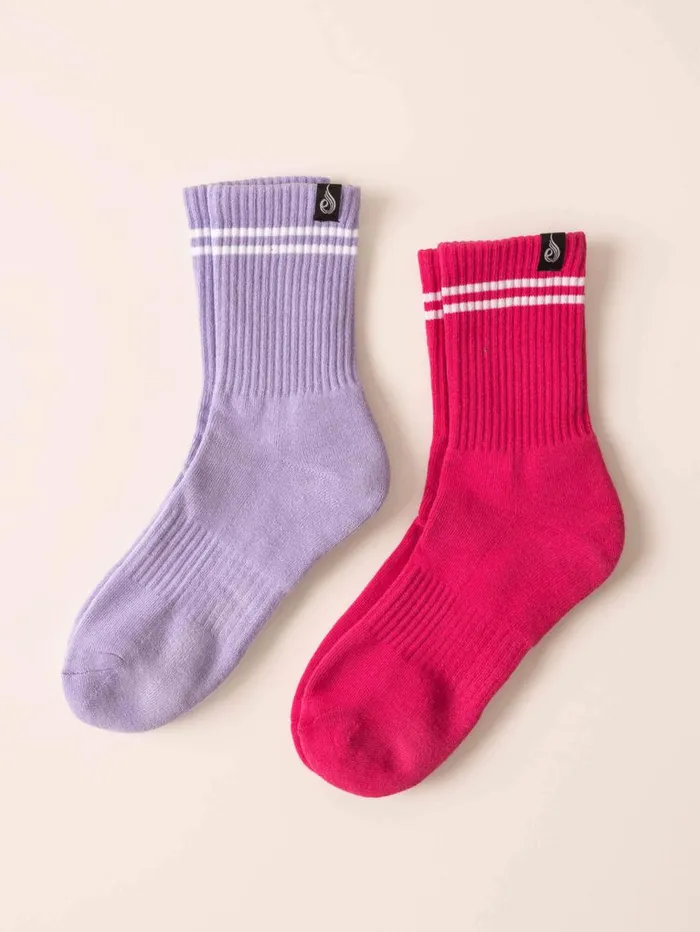 Socks Womens Ryderwear Stripe Crew Socks Hot Pinklavender