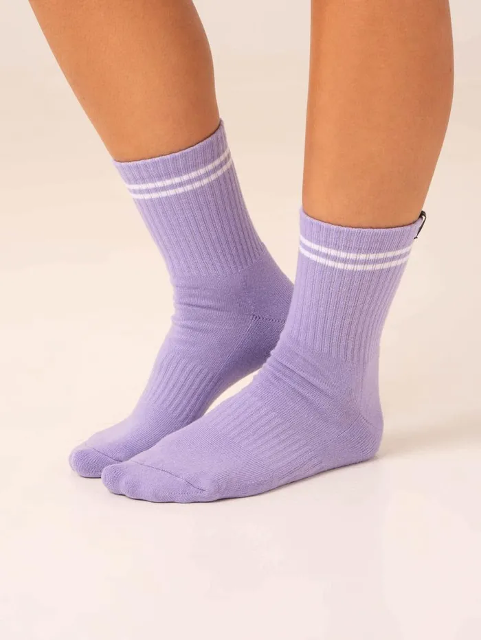 Socks Womens Ryderwear Stripe Crew Socks Hot Pinklavender