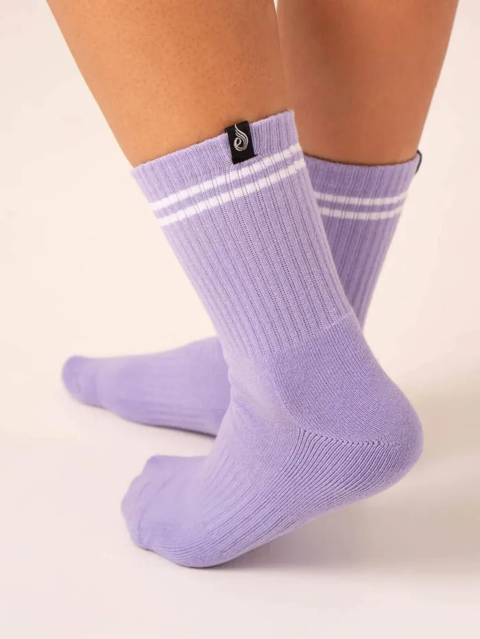 Socks Womens Ryderwear Stripe Crew Socks Hot Pinklavender
