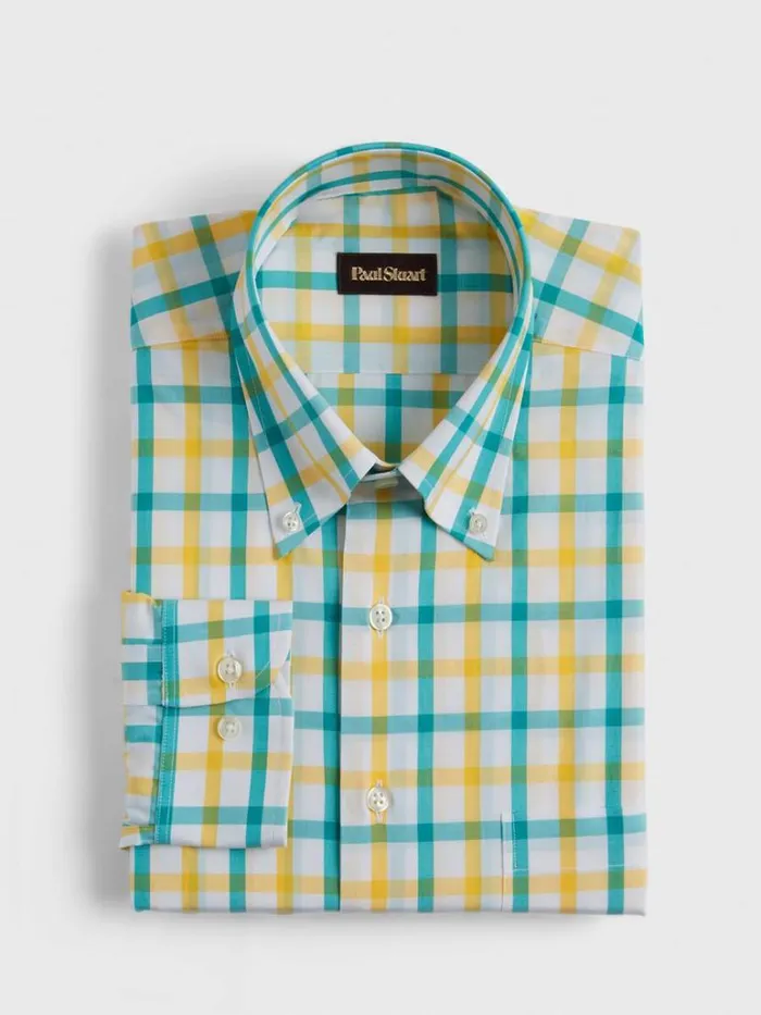 Sport Shirts Mens Paul Stuart Check Sport Shirt Greenyellow