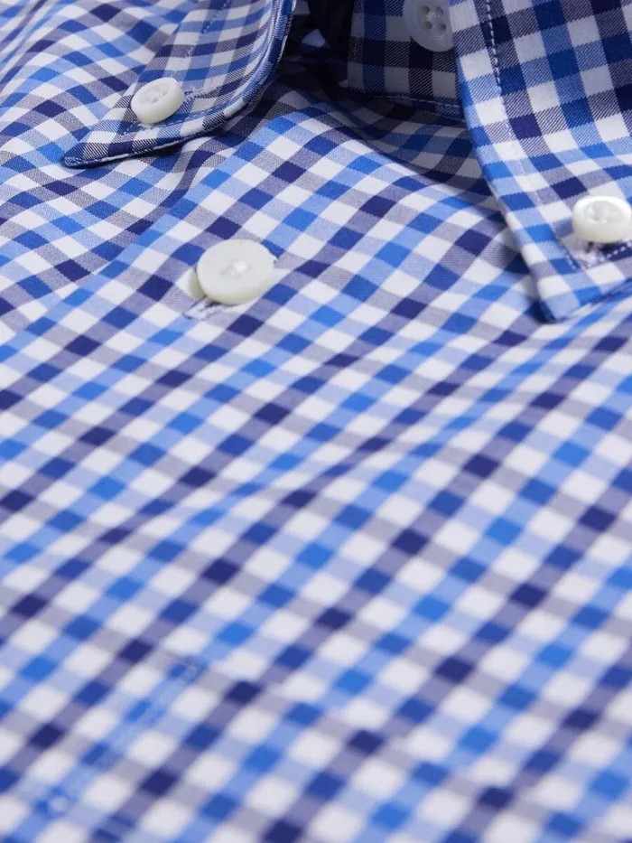 Sport Shirts Mens Paul Stuart Cotton Check Sport Shirt Blue