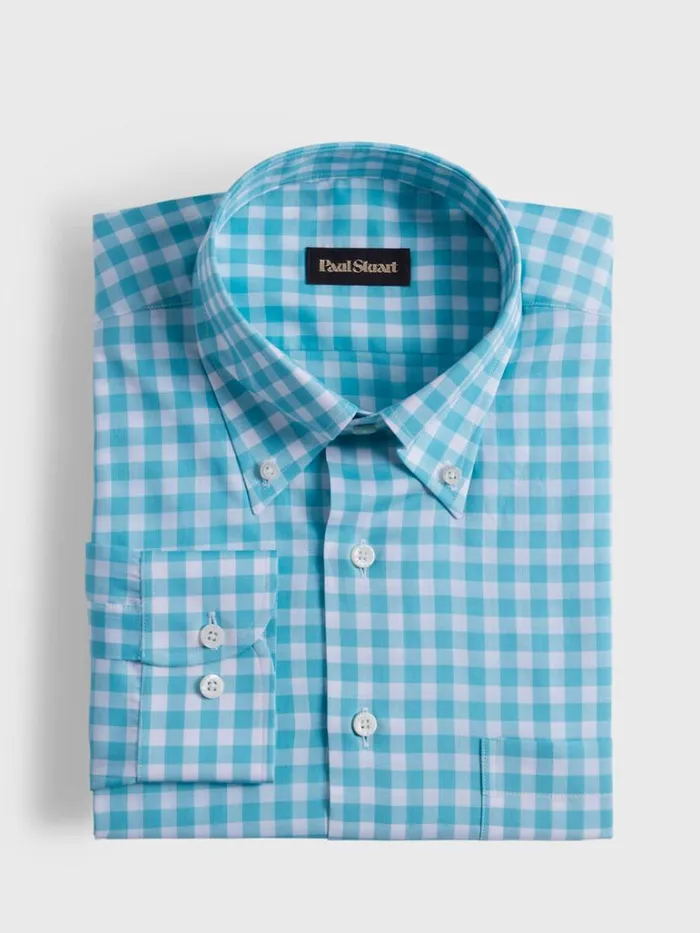 Sport Shirts Mens Paul Stuart Cotton Gingham Sport Shirt Blue