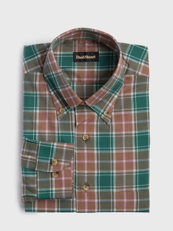 Sport Shirts Mens Paul Stuart Cotton Lightweight Flannel Plaid Sport Shirt Greenbrown Sport Shirts Mens Paul Stuart Cotton Lightweight Flannel Plaid Sport Shirt Greenbrown