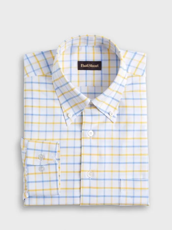 Sport Shirts Mens Paul Stuart Cotton Two Color Tattersall Sport Shirt Light Bluepink
