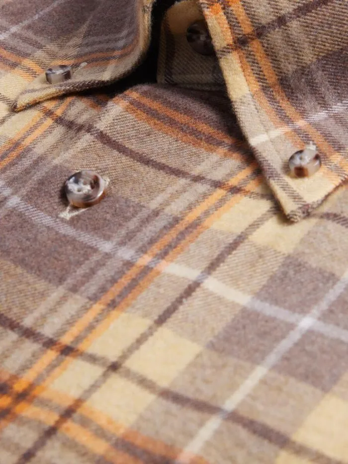 Sport Shirts Mens Paul Stuart Flannel Plaid Sport Shirt Brownyellow
