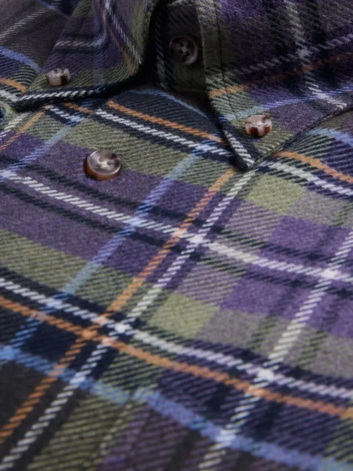 Sport Shirts Mens Paul Stuart Flannel Plaid Sport Shirt Greenpurple
