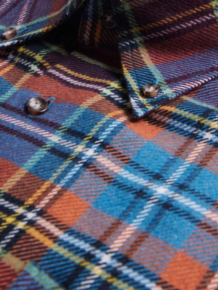 Sport Shirts Mens Paul Stuart Flannel Plaid Sport Shirt Orange