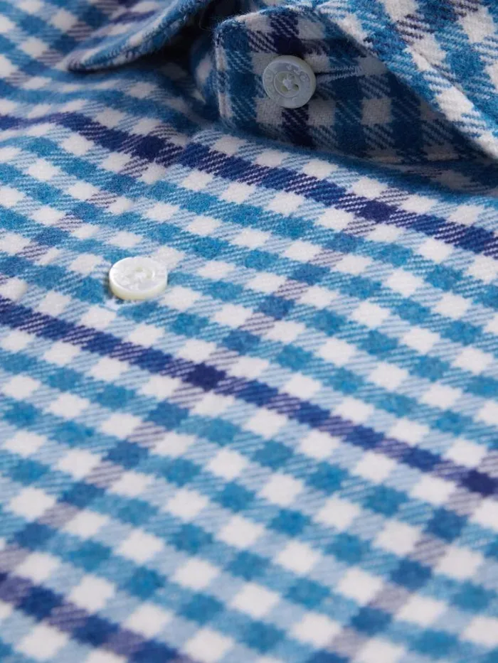 Sport Shirts Mens Paul Stuart Flannel Small Plaid Sport Shirt Blue