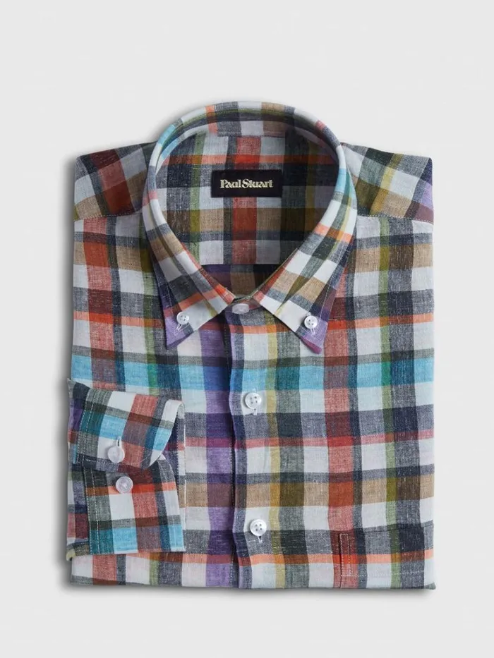 Sport Shirts Mens Paul Stuart Linen Check Sport Shirt Multi