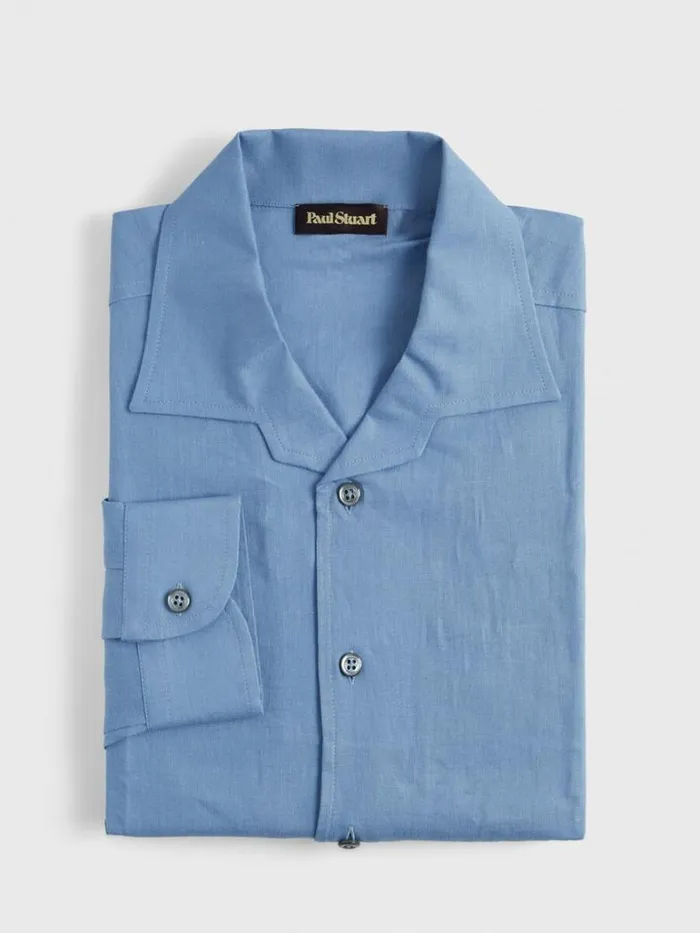 Sport Shirts Mens Paul Stuart Linen Sport Shirt Light Blue