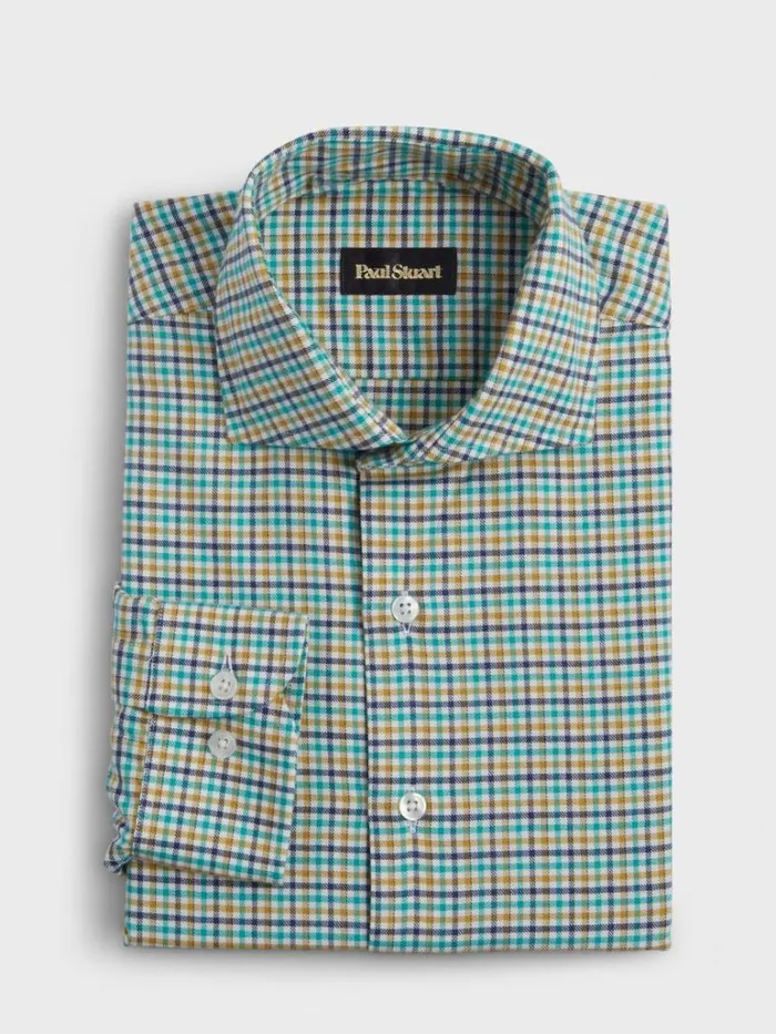 Sport Shirts Mens Paul Stuart Mini Check Flannel Sport Shirt Blueorange