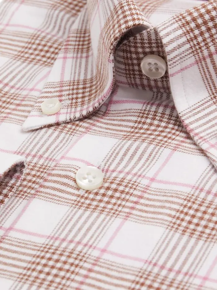 Sport Shirts Mens Paul Stuart Plaid Flannel On Cream Ground Sport Shirt Brownpink