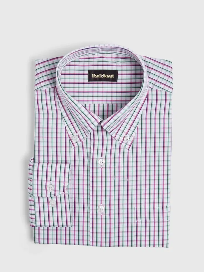 Sport Shirts Mens Paul Stuart Plaid Sport Shirt Pinkgreen