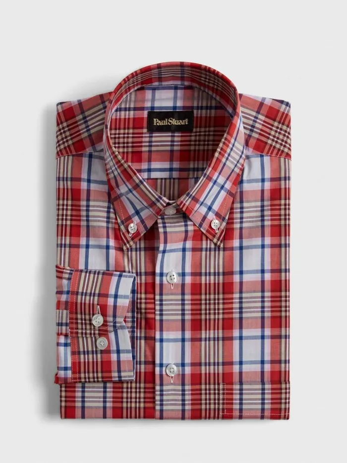 Sport Shirts Mens Paul Stuart Plaid Sport Shirt Red