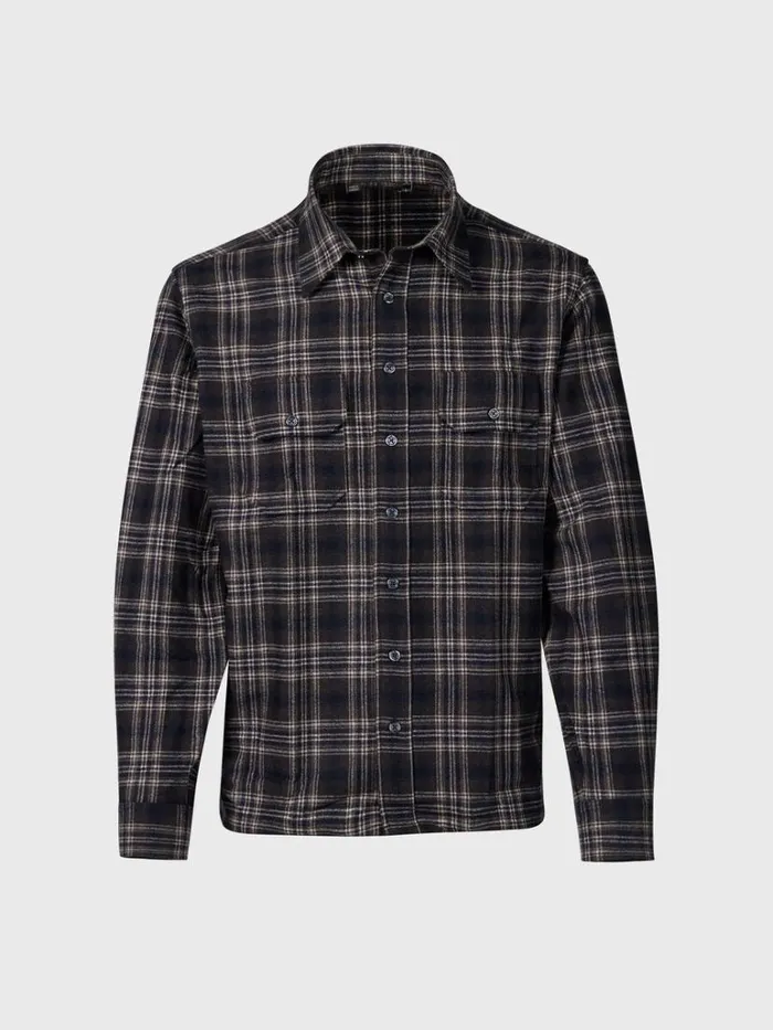 Sport Shirts Mens Paul Stuart Wool Plaid Overshirt Brown