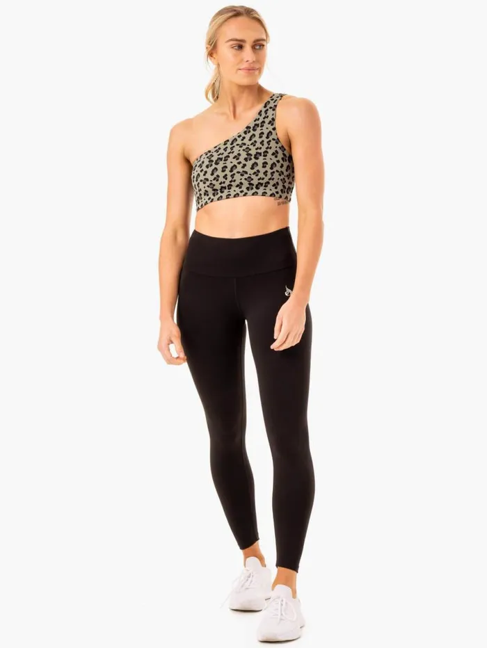 Sports Bras Womens Ryderwear Adapt One Shoulder Sports Bra Khaki Leopard