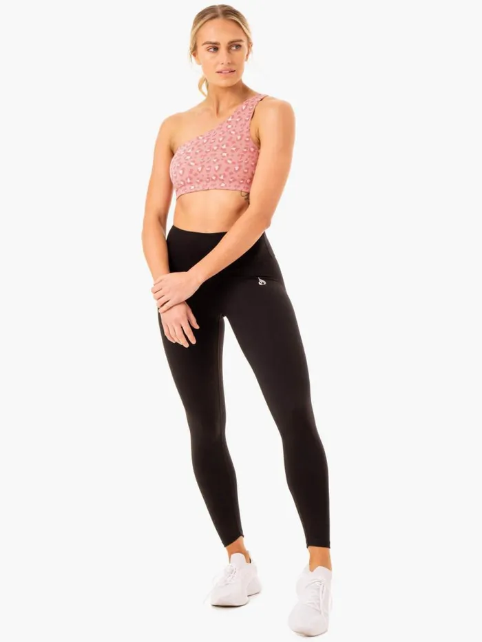 Sports Bras Womens Ryderwear Adapt One Shoulder Sports Bra Pink Leopard