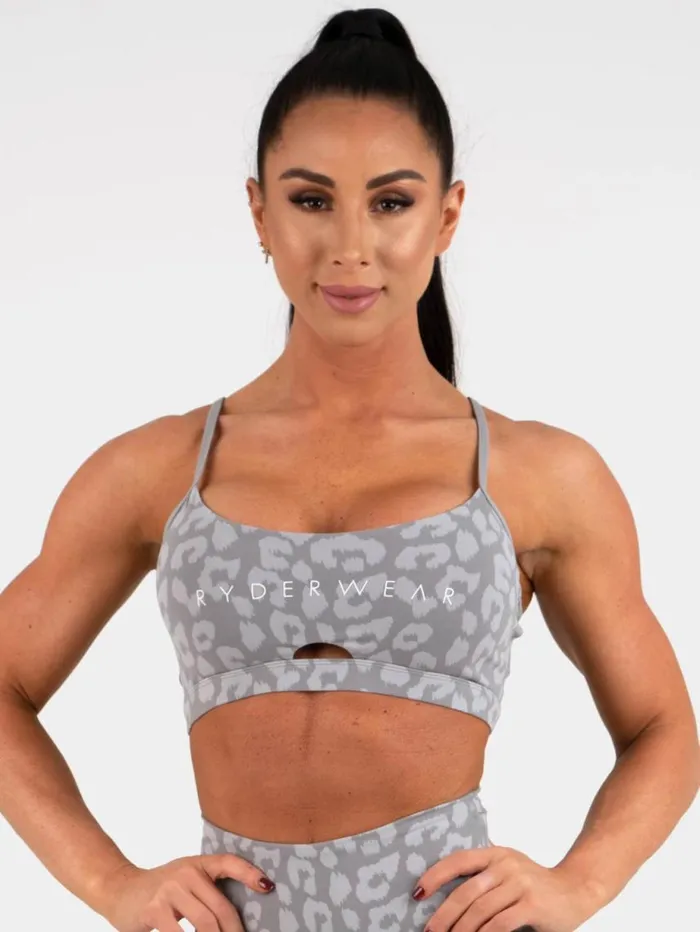 Sports Bras Womens Ryderwear Animal Sports Bra Leopard Grey