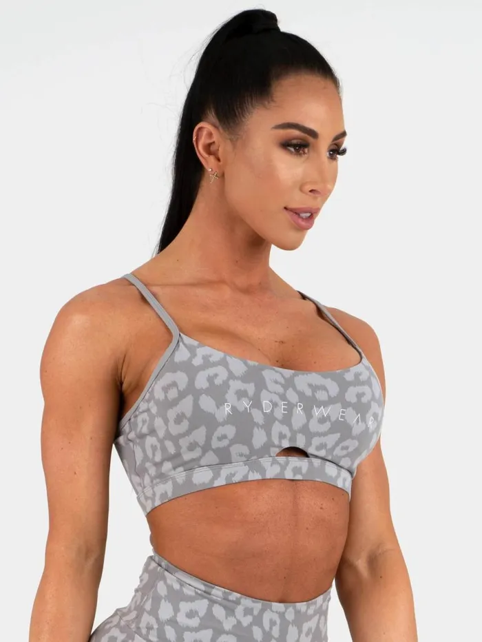 Sports Bras Womens Ryderwear Animal Sports Bra Leopard Grey