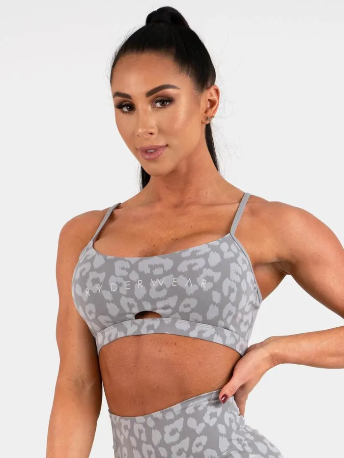 Sports Bras Womens Ryderwear Animal Sports Bra Leopard Grey