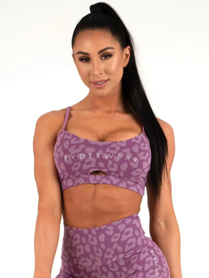 Sports Bras Womens Ryderwear Animal Sports Bra Leopard Purple