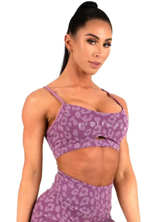 Sports Bras Womens Ryderwear Animal Sports Bra Leopard Purple