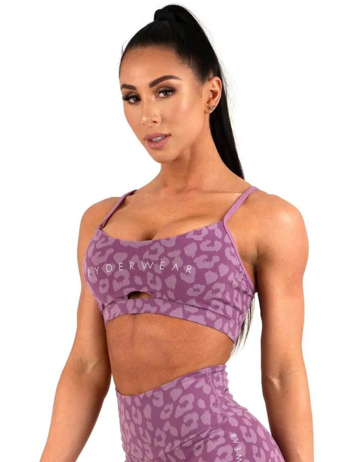 Sports Bras Womens Ryderwear Animal Sports Bra Leopard Purple