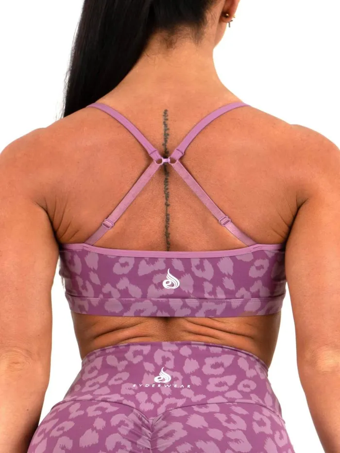 Sports Bras Womens Ryderwear Animal Sports Bra Leopard Purple