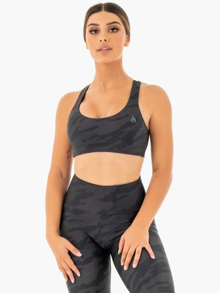 Sports Bras Womens Ryderwear Camo Sports Bra Black Camo