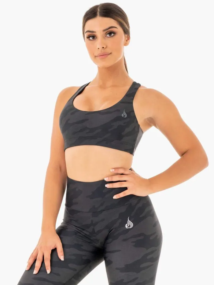 Sports Bras Womens Ryderwear Camo Sports Bra Black Camo