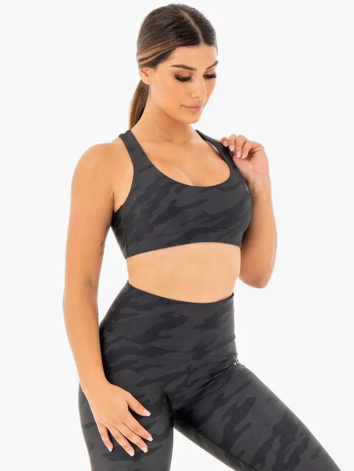 Sports Bras Womens Ryderwear Camo Sports Bra Black Camo