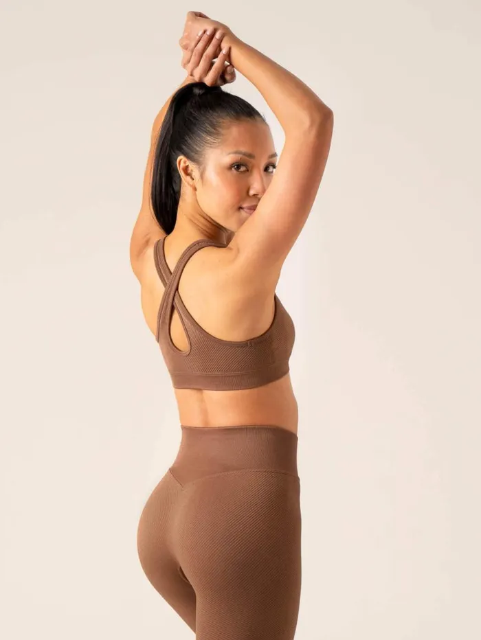 Sports Bras Womens Ryderwear Circuit Rib Seamless Sports Bra Chocolate