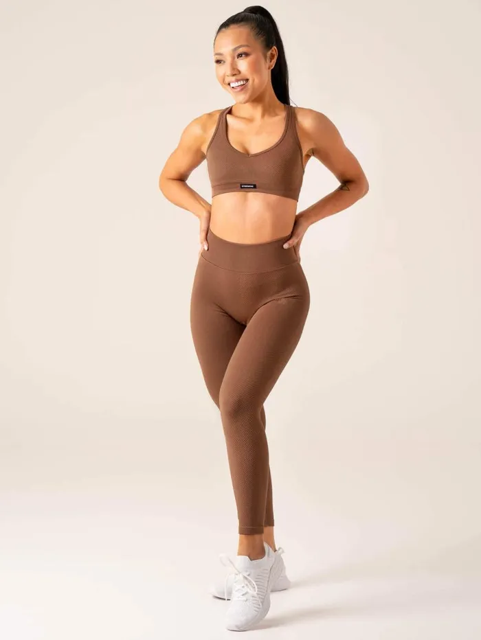 Sports Bras Womens Ryderwear Circuit Rib Seamless Sports Bra Chocolate
