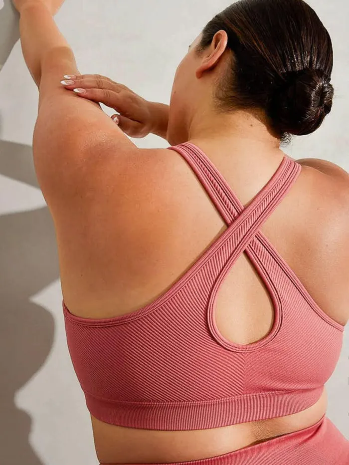 Sports Bras Womens Ryderwear Circuit Rib Seamless Sports Bra Dusty Red