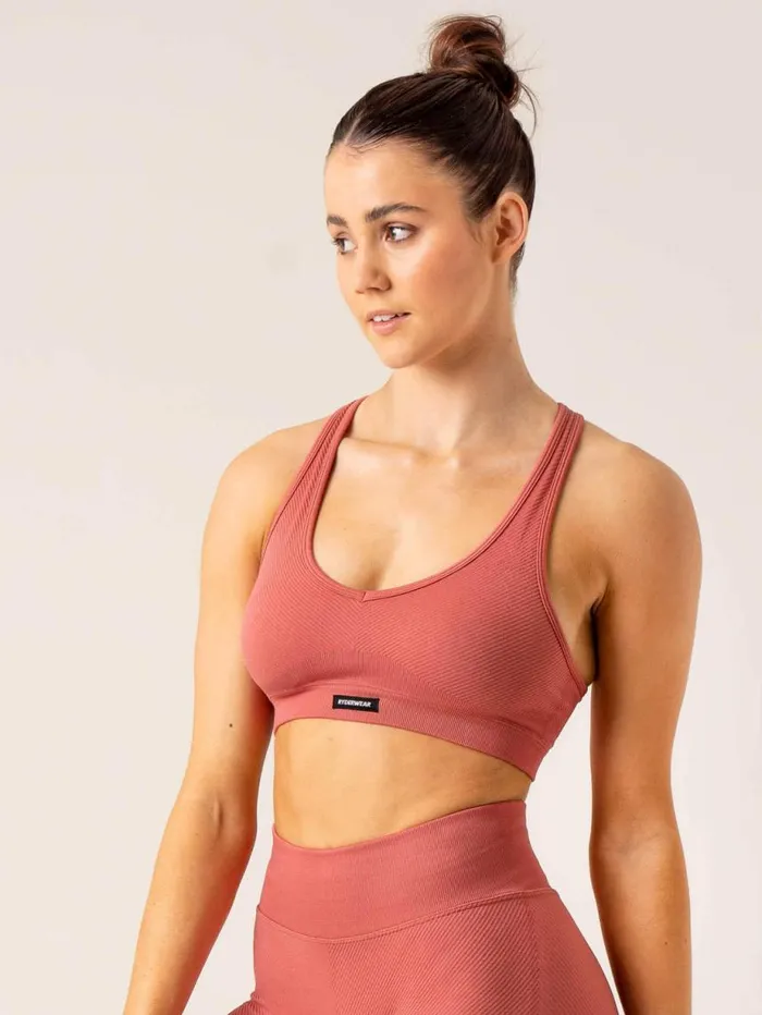 Sports Bras Womens Ryderwear Circuit Rib Seamless Sports Bra Dusty Red
