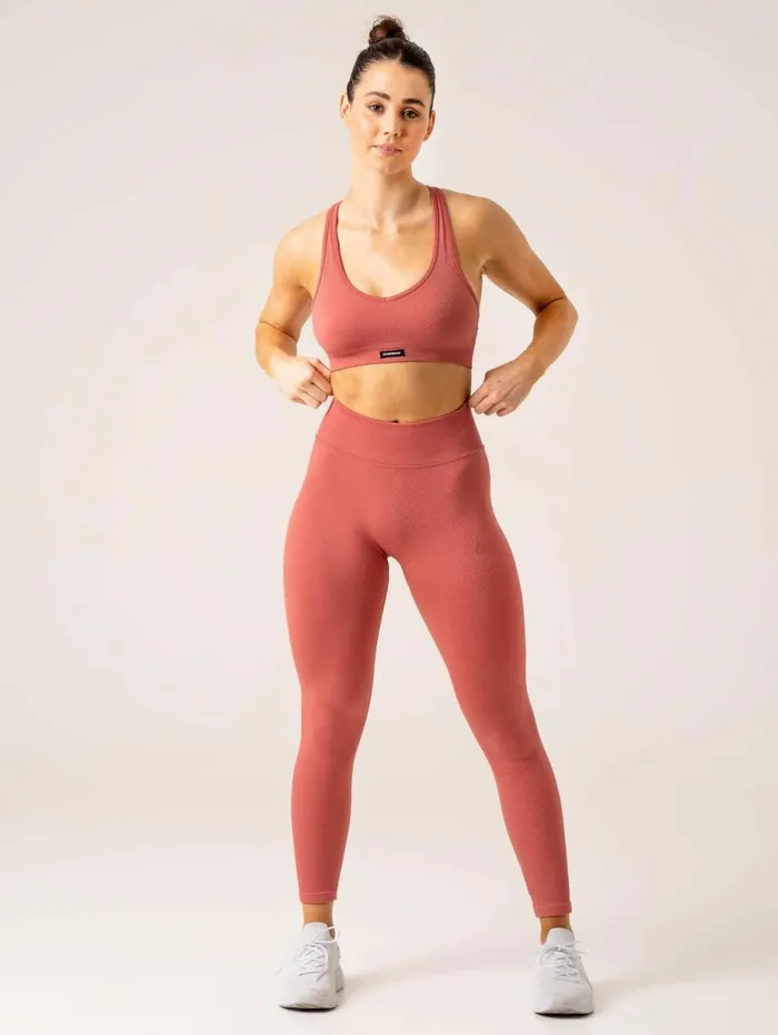 Sports Bras Womens Ryderwear Circuit Rib Seamless Sports Bra Dusty Red