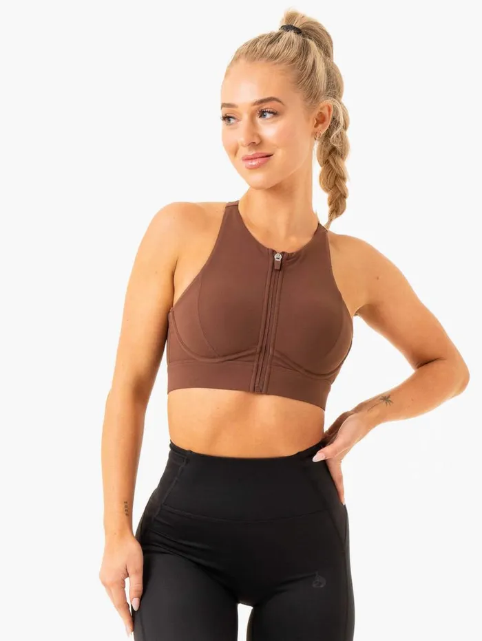 Sports Bras Womens Ryderwear Critical High Impact Sports Bra Chocolate
