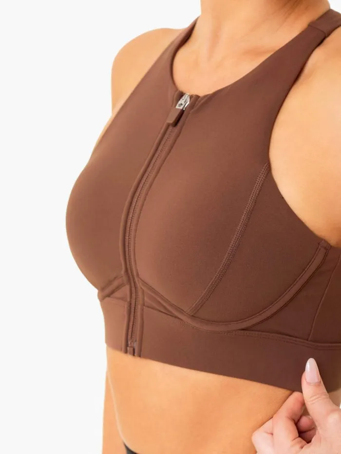 Sports Bras Womens Ryderwear Critical High Impact Sports Bra Chocolate